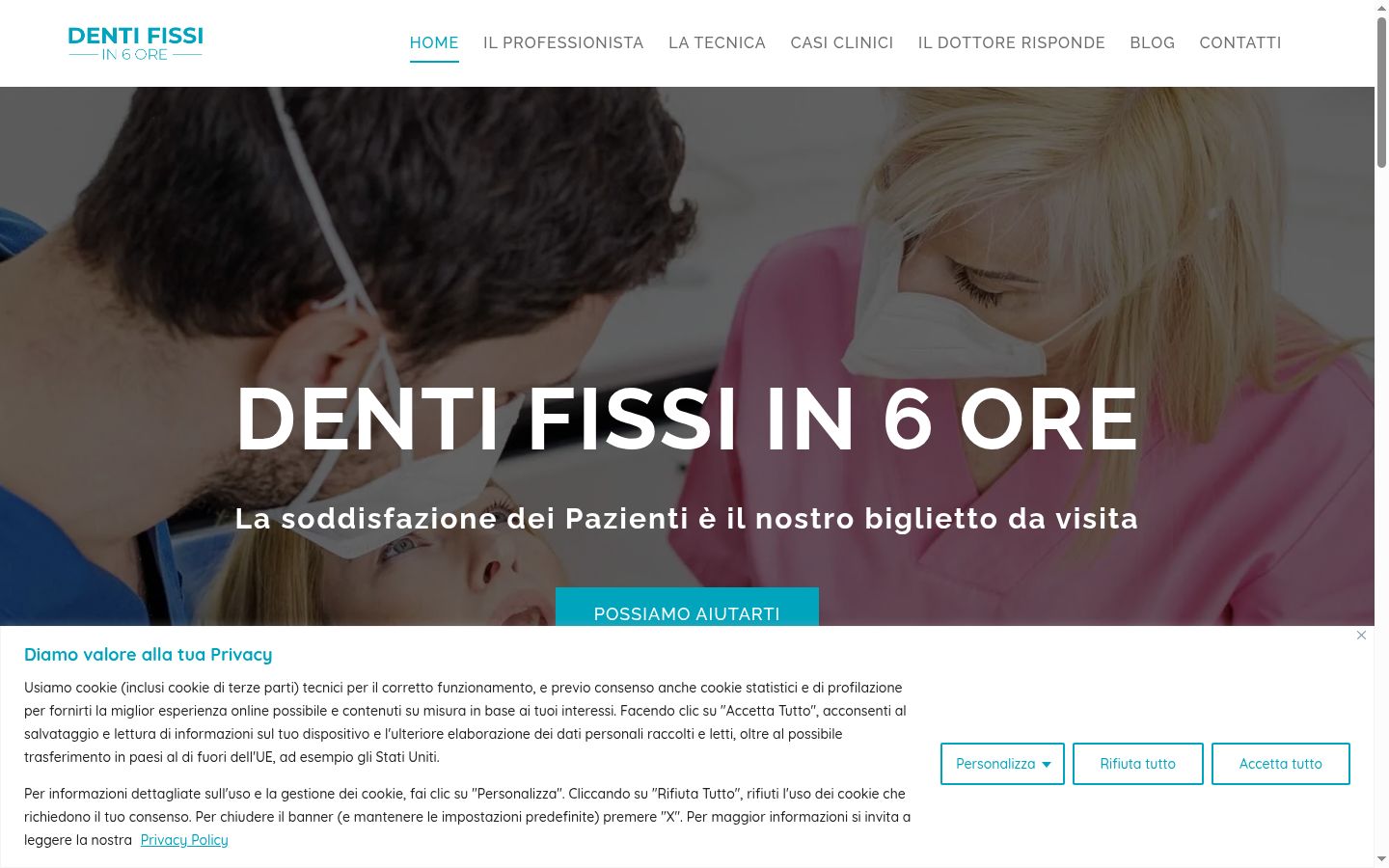 Screenshot del banner di consenso mostrato prima di qualsiasi interazione