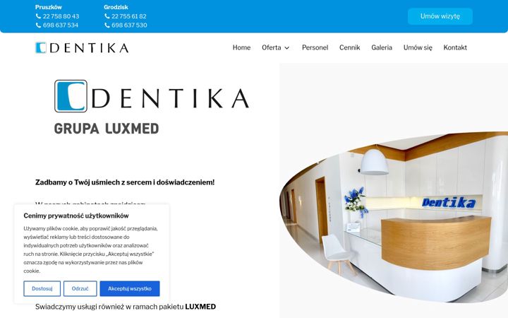 Ekraanipilt saidist dentika.pl