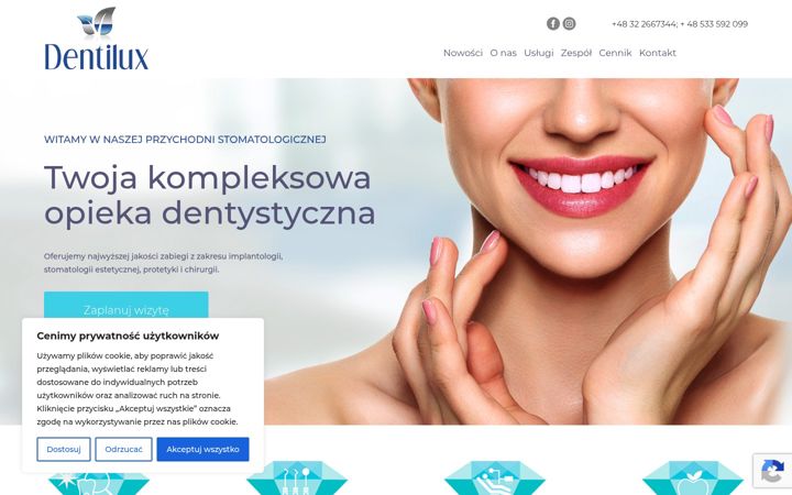 Ekraanipilt saidist dentilux.pl