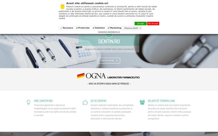 Kuvakaappaus sivustosta dentin.ro