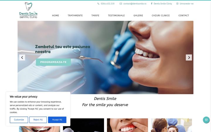 Kuvakaappaus sivustosta dentissmile.ro