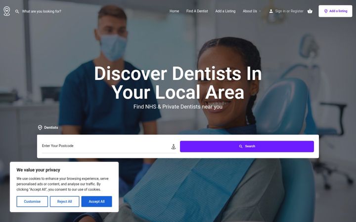 Screenshot of dentist-directory.co.uk