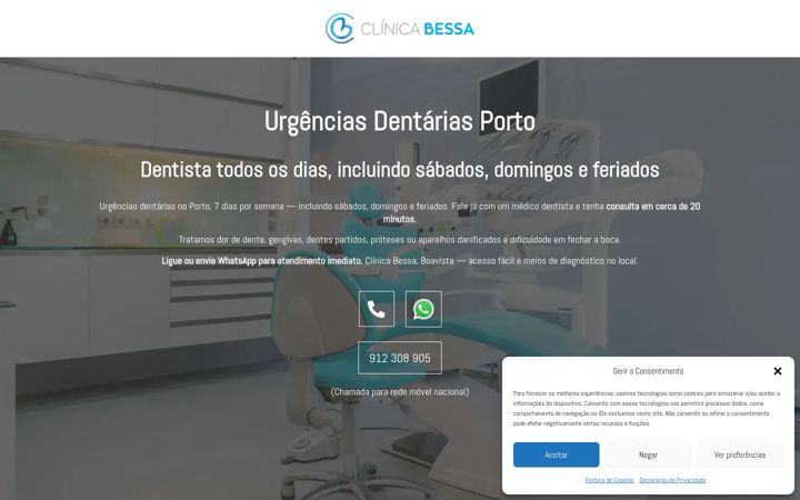 Captură de ecran a dentista24horas.pt