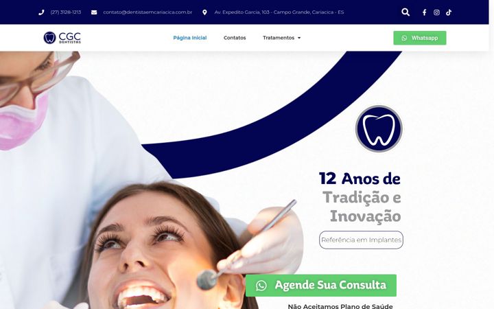 Kuvakaappaus sivustosta dentistaemcariacica.com.br