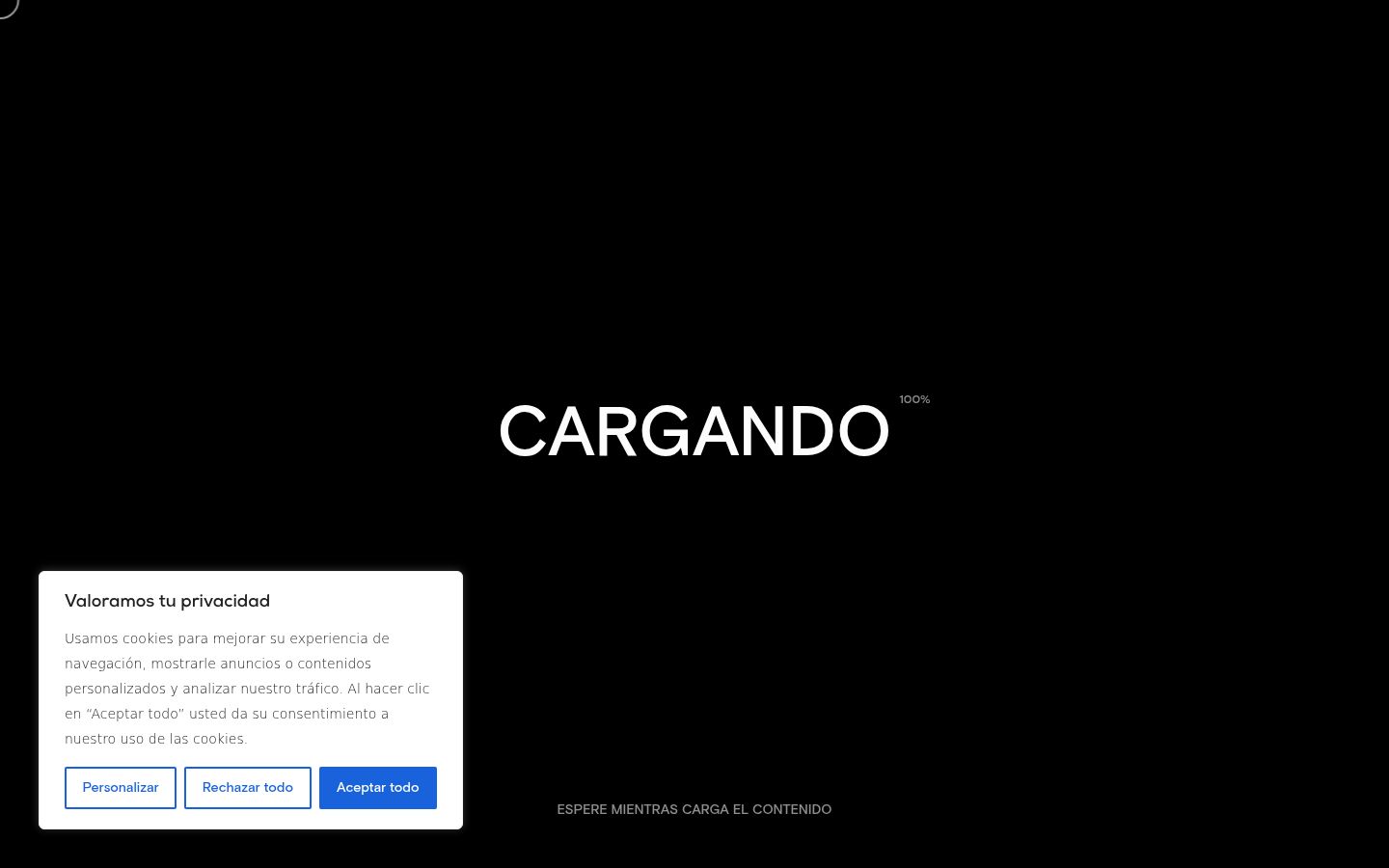 Captura de ecrã do banner de consentimento apresentado antes de qualquer interação