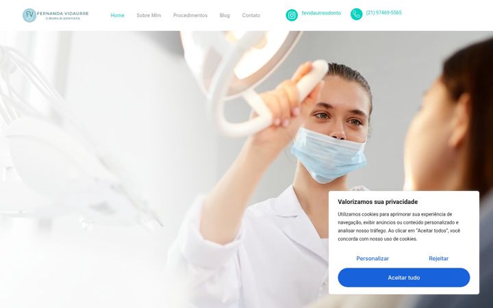 Kuvakaappaus sivustosta dentistafernanda.com.br