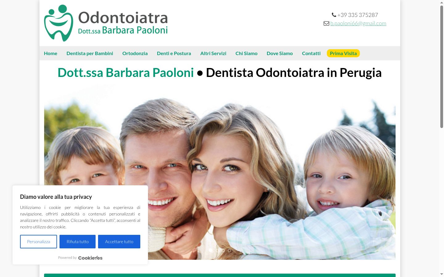 Screenshot del banner di consenso mostrato prima di qualsiasi interazione