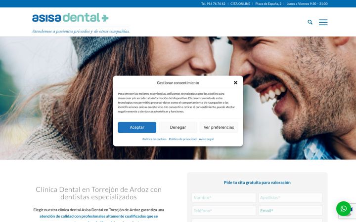 Snímek obrazovky dentistatorrejondeardoz.es