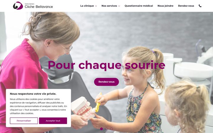 Екранна снимка на dentisteclichebellavance.ca