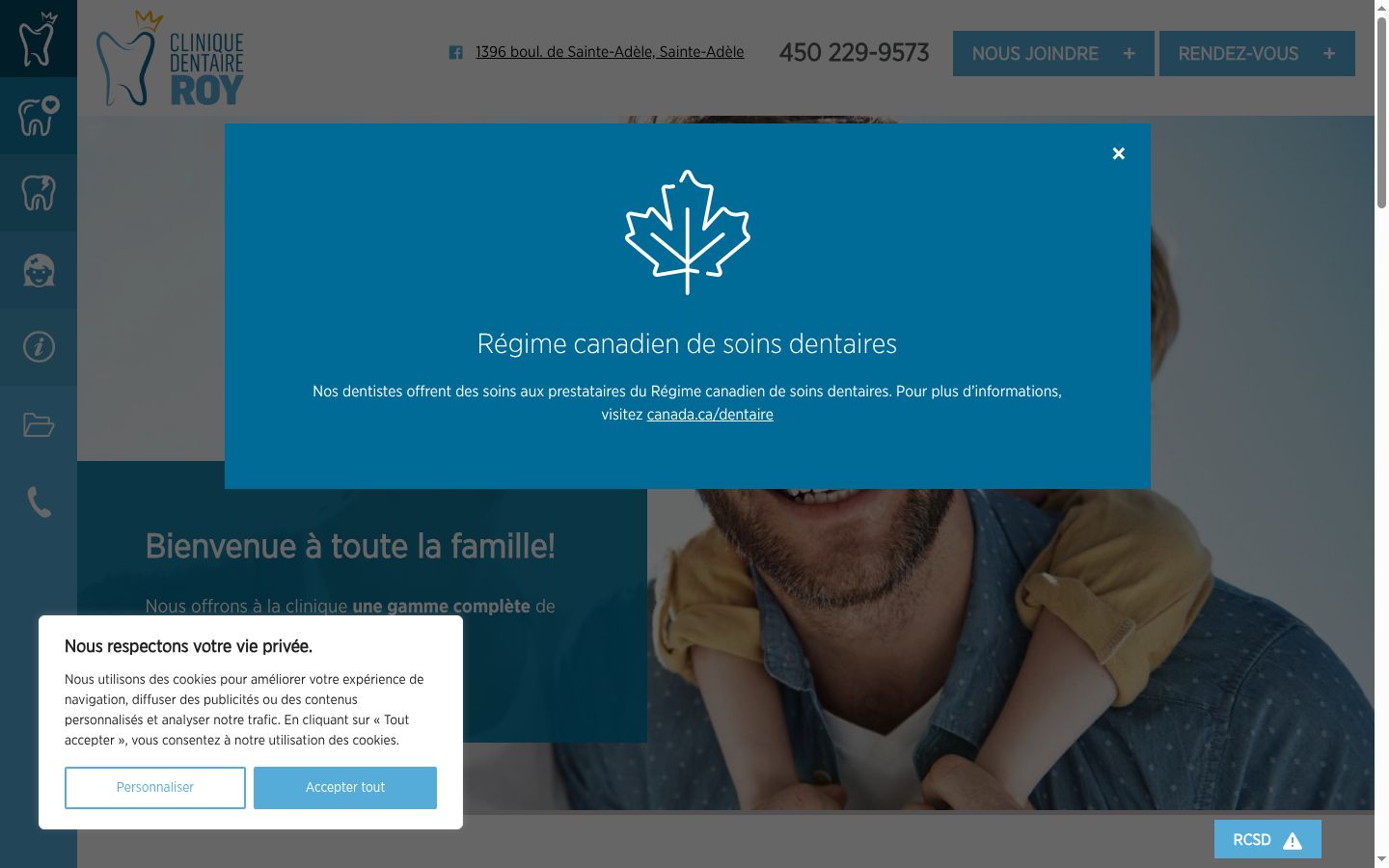 Screenshot del banner di consenso mostrato prima di qualsiasi interazione