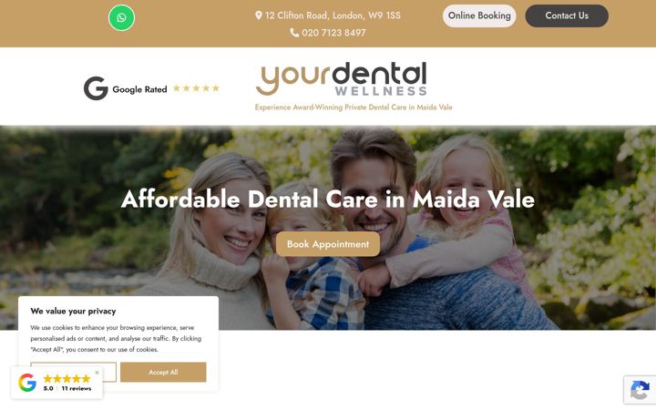Screenshot of dentistmaidavale.co.uk