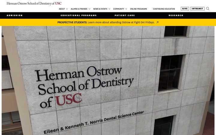 Capture d'écran de dentistry.usc.edu