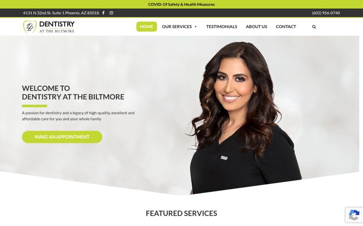 Screenshot of dentistryatthebiltmore.com