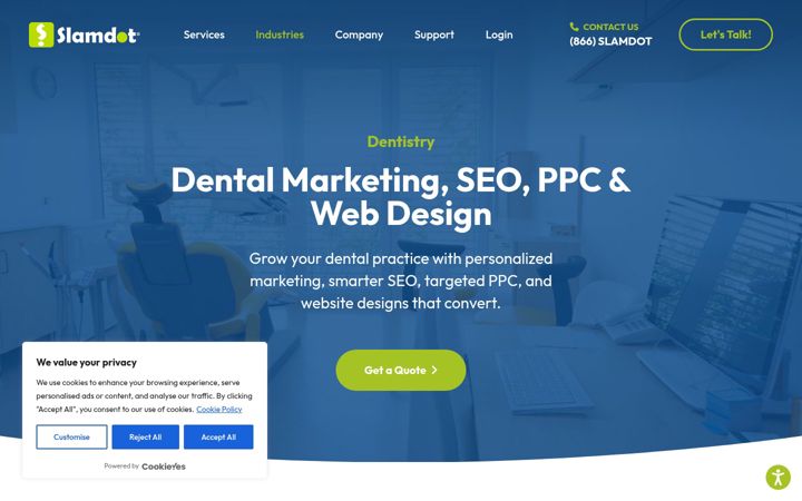 Screenshot of dentistrymarketing.com