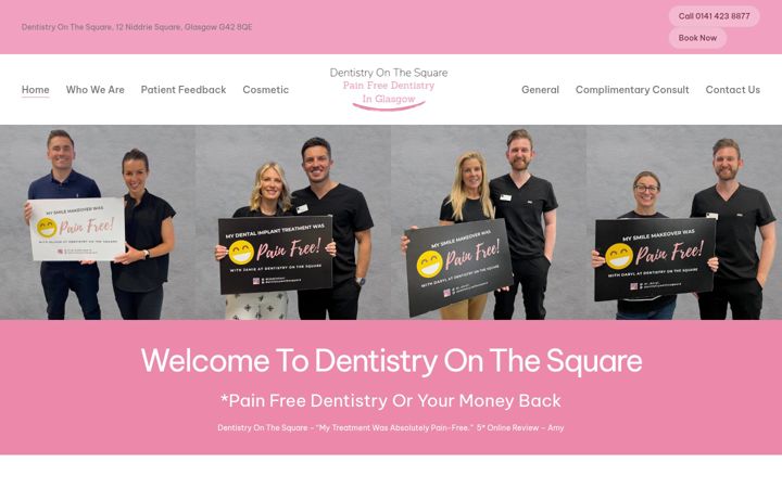 Screenshot of dentistryonthesquare.co.uk