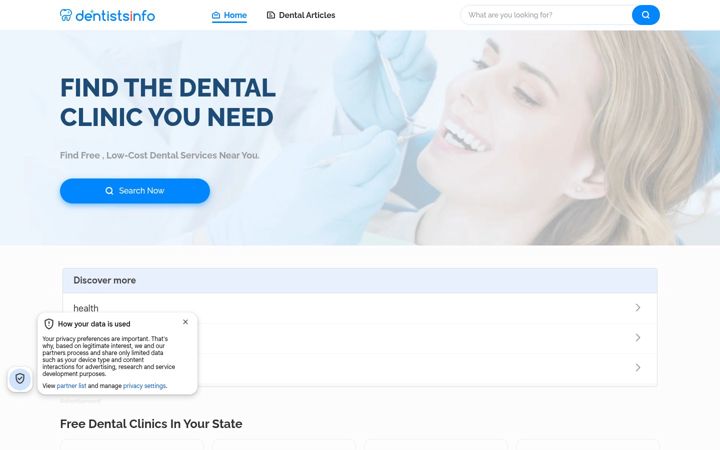 Screenshot of dentistsinfo.com