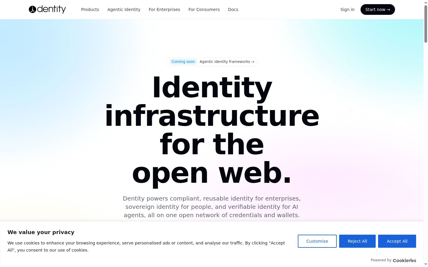 Screenshot of the consent banner shown before any interaction