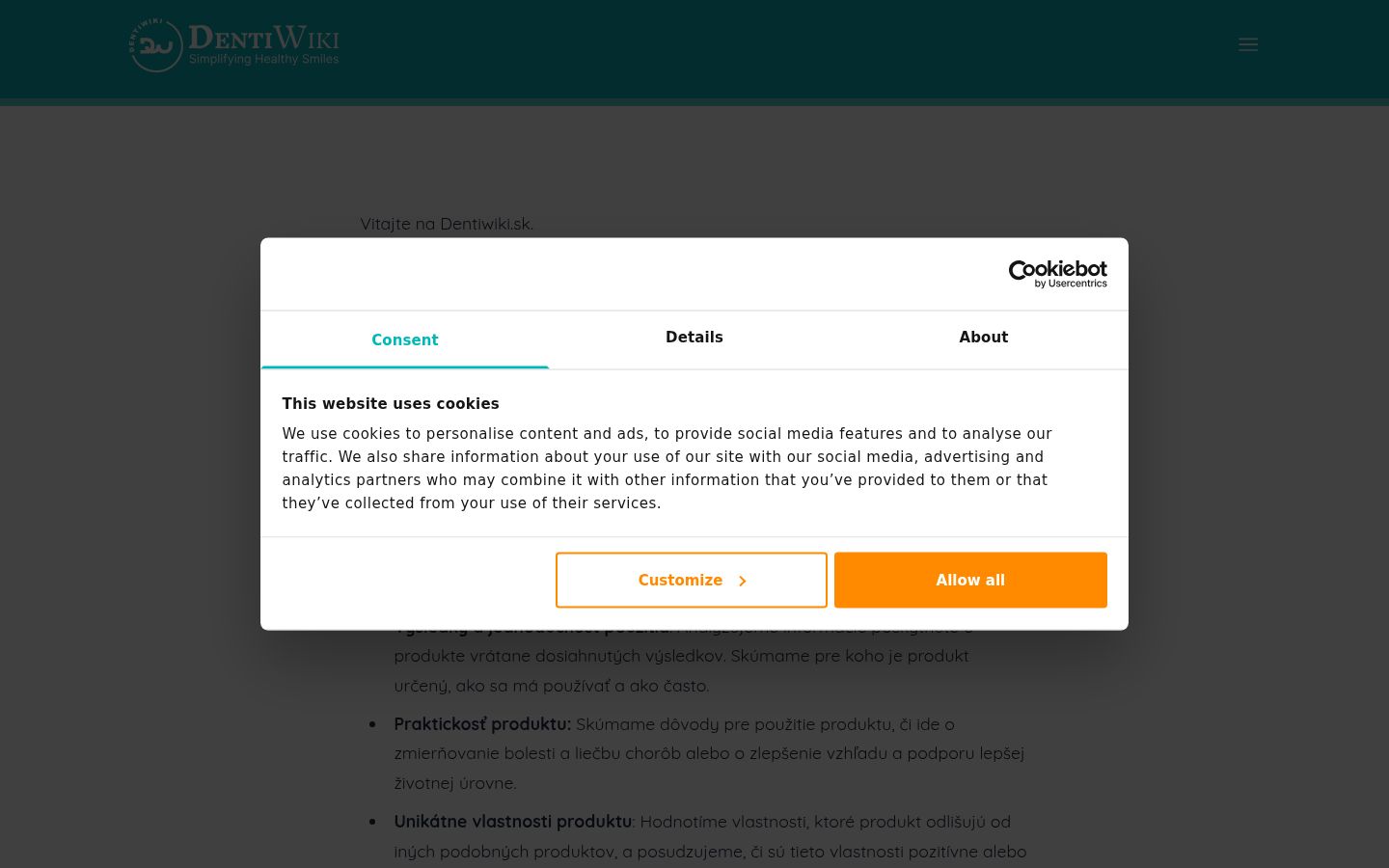 Screenshot of the consent banner shown before any interaction