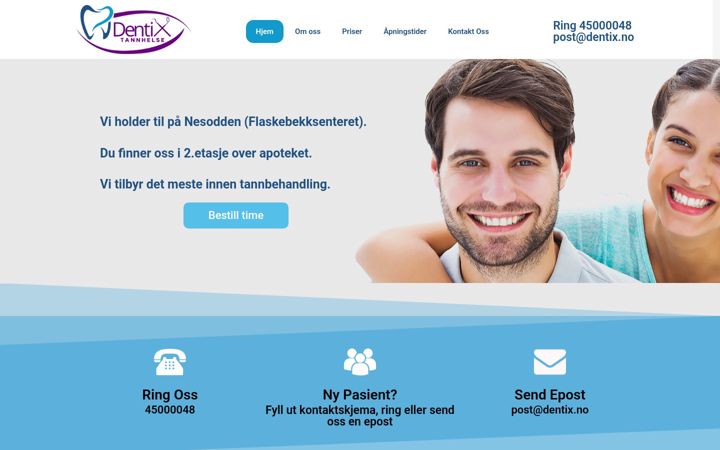 Screenshot stránky dentix.no
