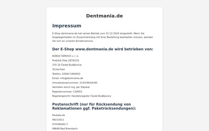 Screenshot of dentmania.de
