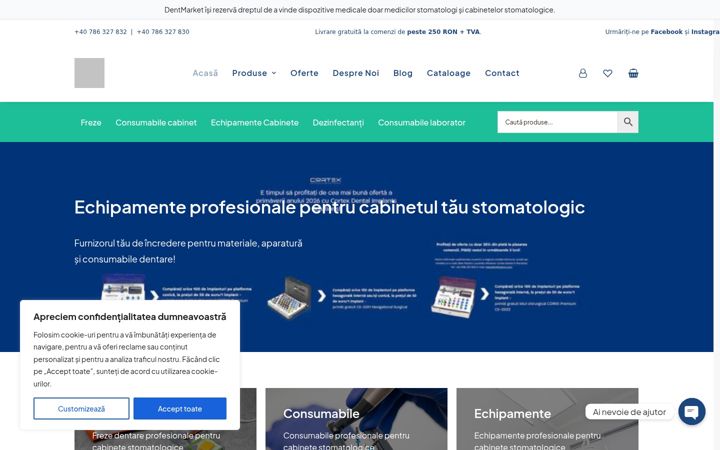 Captură de ecran a dentmarket.ro