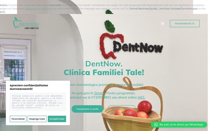 Captură de ecran a dentnow.ro