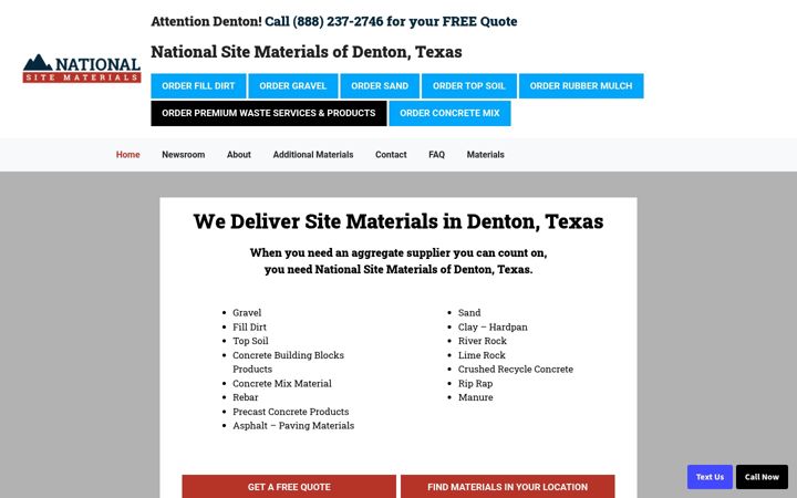 Screenshot of dentonsitematerials.com