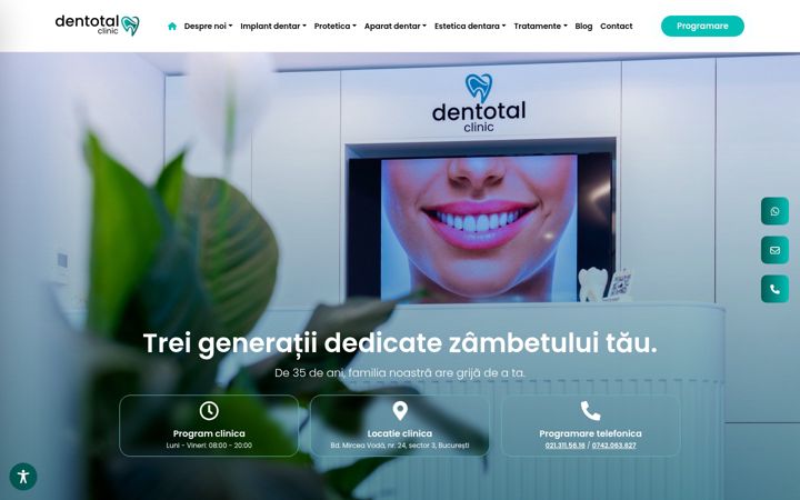 Captură de ecran a dentotalclinic.ro