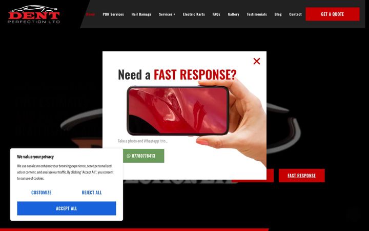 Screenshot van dentperfection.co.uk