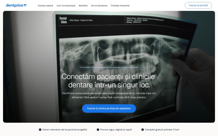 Captură de ecran a dentprice.ro