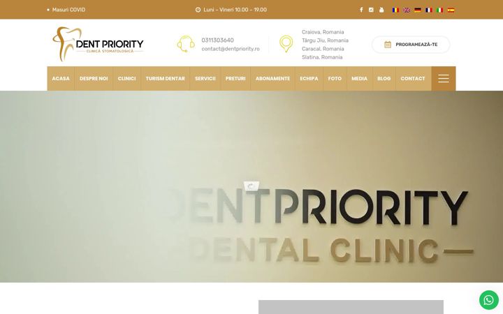 Captură de ecran a dentpriority.ro