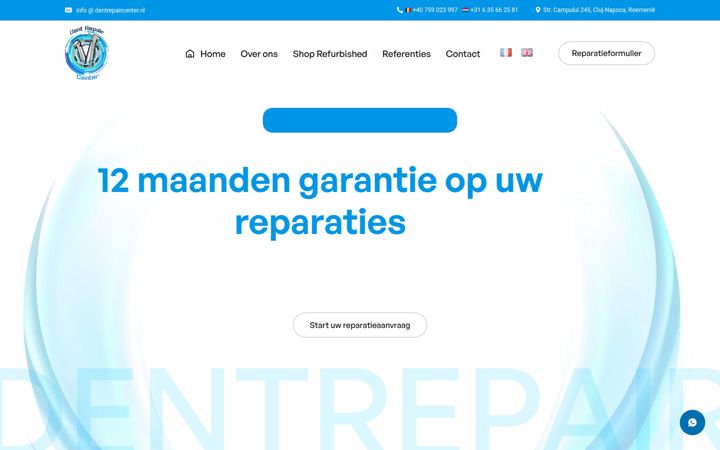 Screenshot ta' dentrepaircenter.nl