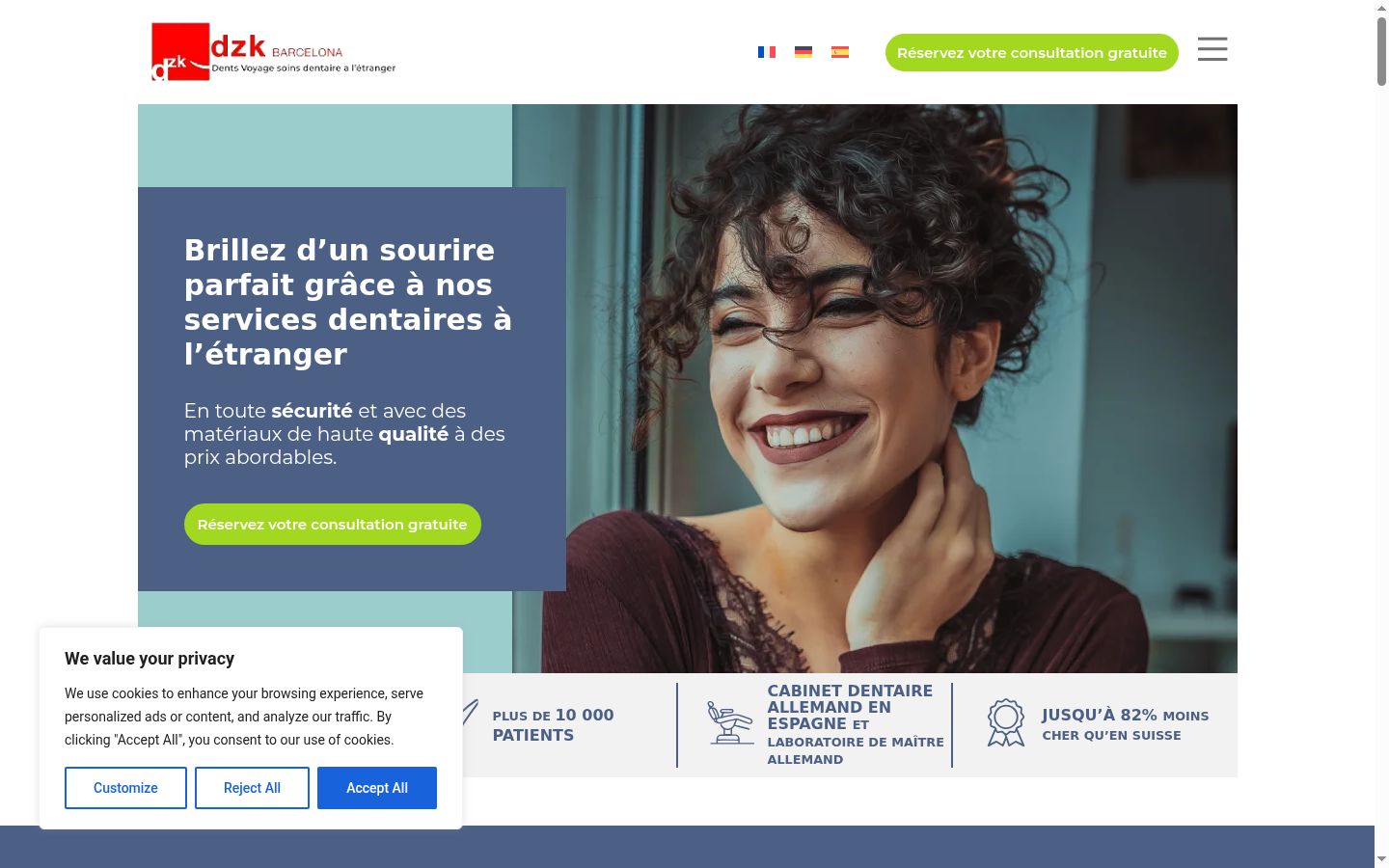 Screenshot del banner di consenso mostrato prima di qualsiasi interazione