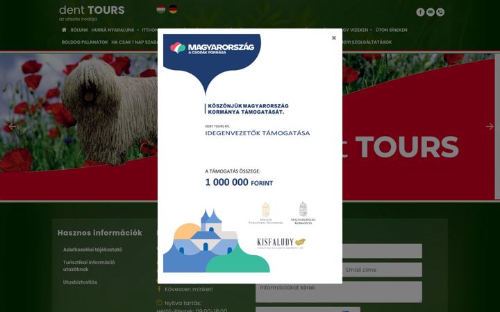 Screenshot von denttours.hu