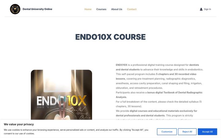 Screenshot of dentuni.com