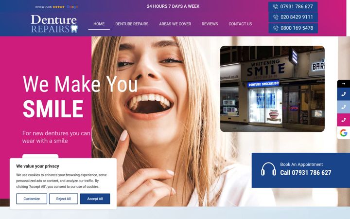 Screenshot of denturespecialistspinner.co.uk