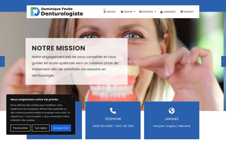 Екранна снимка на denturologistebrossard.ca