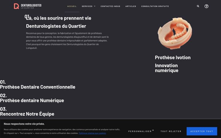 Екранна снимка на denturologistesduquartier.ca
