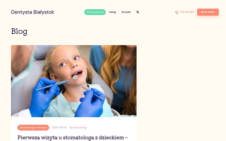 Captură de ecran a dentystakrokodylek.pl