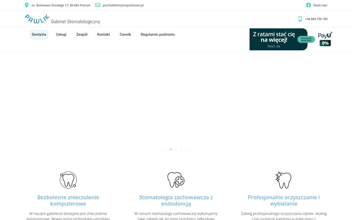 Captură de ecran a dentystapiatkowo.pl