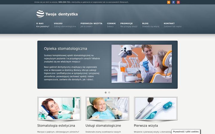 Captură de ecran a dentystkalegionowo.pl
