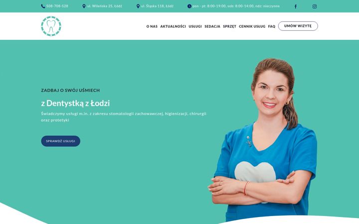 Captură de ecran a dentystkazlodzi.pl