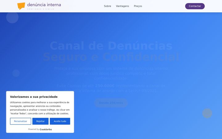 Captură de ecran a denunciainterna.pt