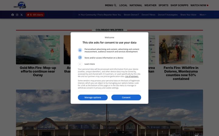 Captura de ecrã de denver7.com