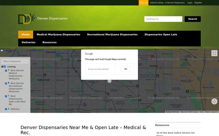 Screenshot of denverdispensaries.net