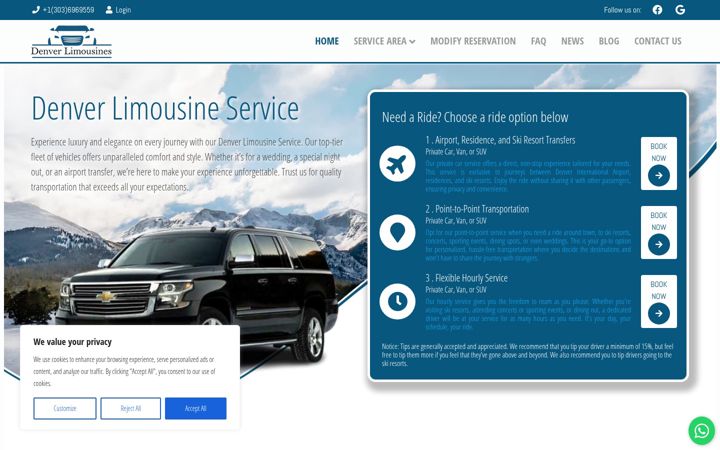Screenshot of denverlimousines.net