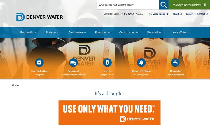 Screenshot of denverwater.org