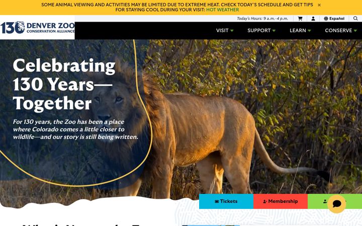 Screenshot of denverzoo.org