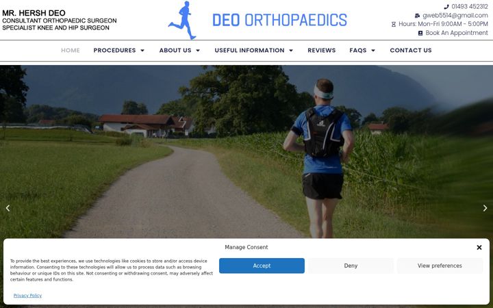Screenshot van deo-orthopaedics.co.uk