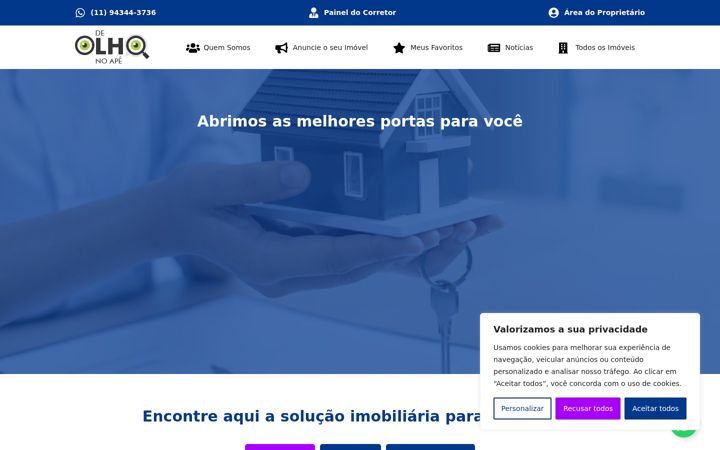 Kuvakaappaus sivustosta deolhonoape.com.br